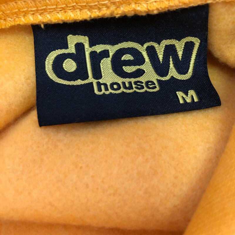 Drew House DREW Justin Bieber Smiling Face Hoodie with Yellow Fleece Lining Loose Hooded Sweatshirt for Men and Women