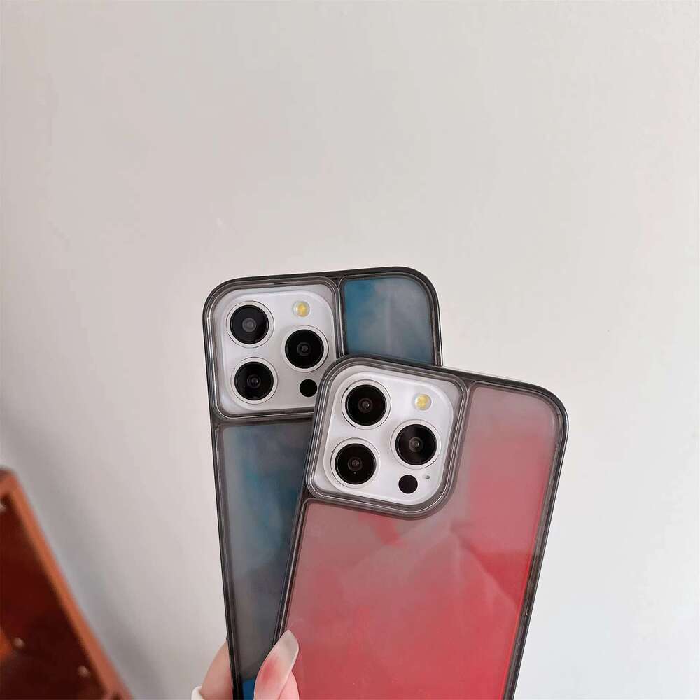 Luminous Quicksand Electroplating Plus Gel Acrylic Phone Case TPU PC Bumper Anti-Fall Cover for iPhone 16 15 14 13 12