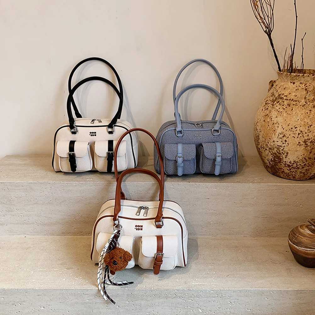 Leather Shoulder Bag for Women with Double Pockets Trendy Purse Shoulder Handbags Purses Casual Hobo Bags for DatesT251122