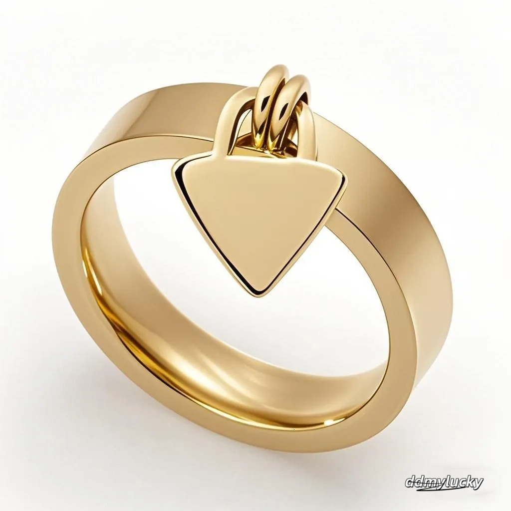 Stainless Steel Gold-Plated Heart Ring Forever Love Pendant For Women, Ring Headwear Accessory H11.21 Ddmylucky