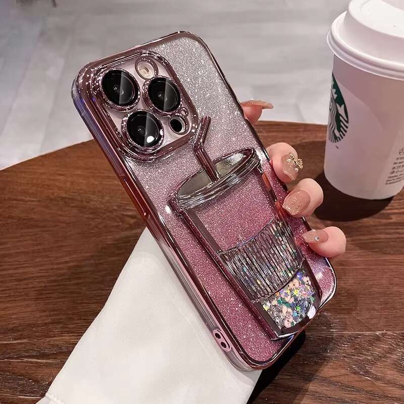 DHGargets Glitter Quicksand Phone Case for iPhone Pro Max Electroplated Anti-Drop Soft TPU Gradient Cover for Girls Women Stylish Clear Case with Blin