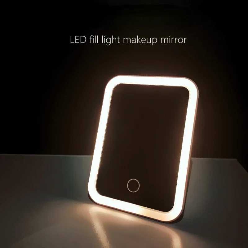 LED Touch Screen Makeup Mirror Folding Mirror Lighted Makeup Mirror 3 Colors Light Modes USB Rechargeable Cosmetic Mirror Tools M251122