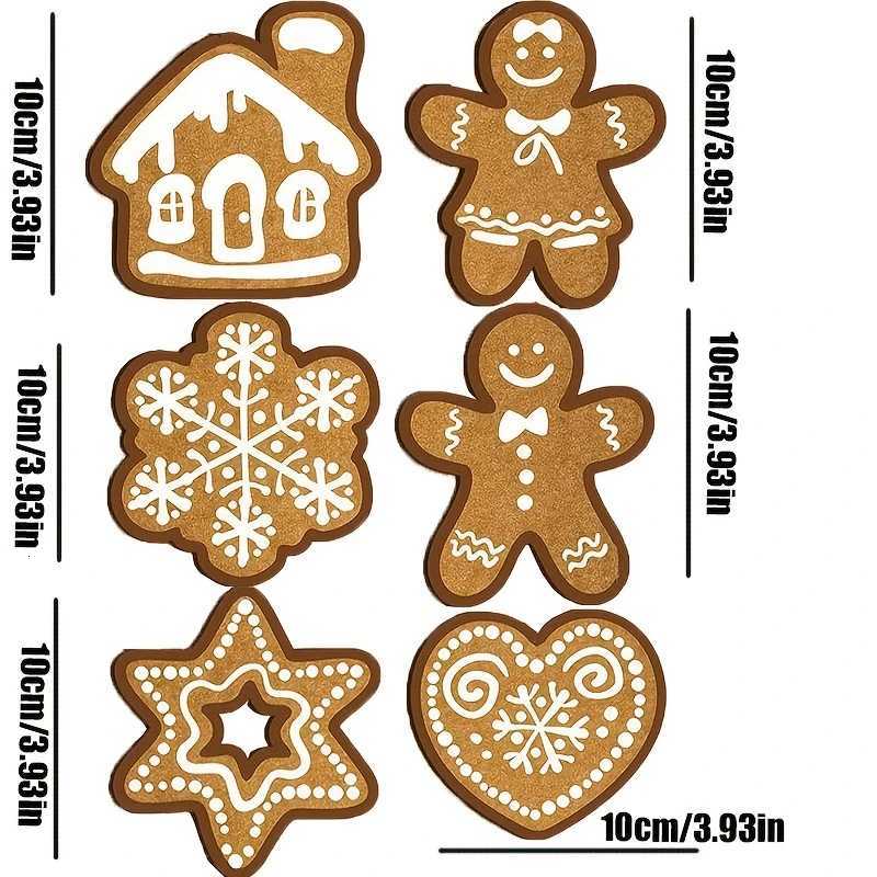 6pcs Retro Wooden Coaster Cookies Pies Cartoon Pattern Anti-scald Wooden Cup Mats Home coffee Cups Decor Christmas Gift C251122