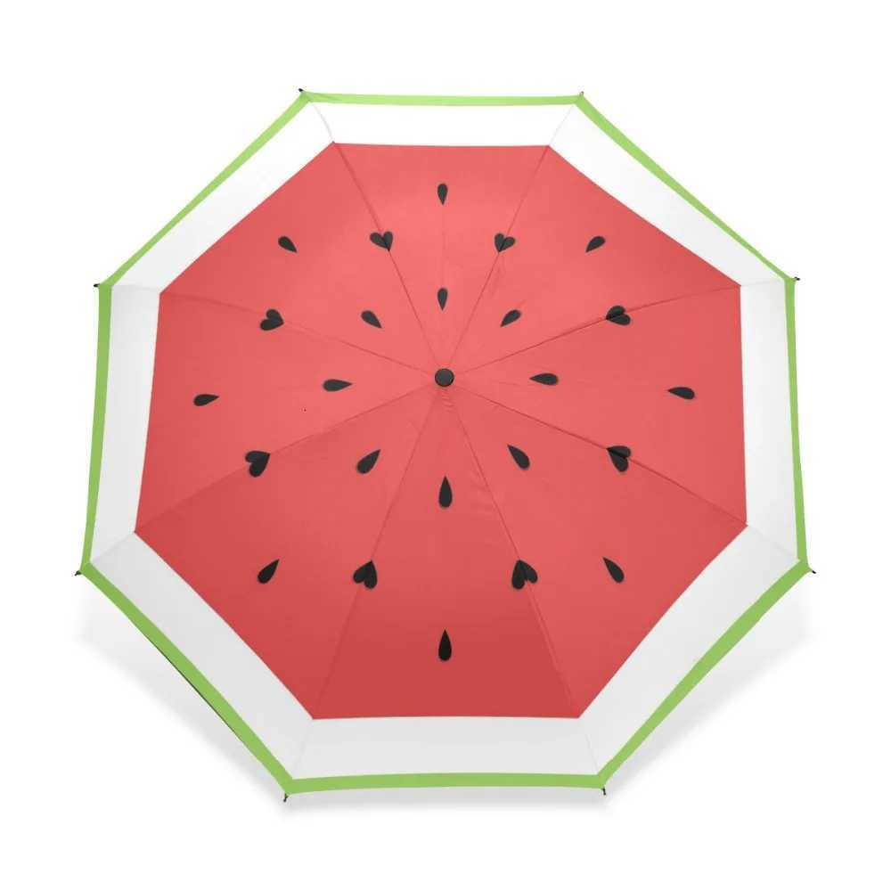 Summer Watermelon Pattern Umbrella Female Automatic Clear Folding Umbrella Rain Women Plant Elegant lady GiftsM251122