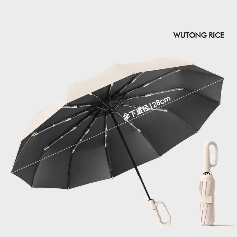 Fully automatic ring buckle 12 bones 128cm umbrella vinyl sun protection sun umbrella wholesale sun umbrella custom folding umbrM251122