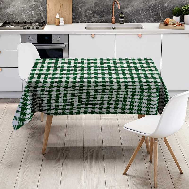 Farmhouse Tablecloth Plaid Checked Dining Table Cover Rustic Kitchen Decor Washable Durable Table Linens Party Event Tabletop C251122