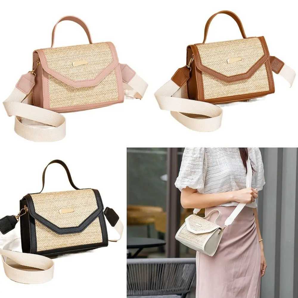 Womens woven straw bag large capacity fashionable cross body messenger bag comfortable armpit bag travel beach bag W250421