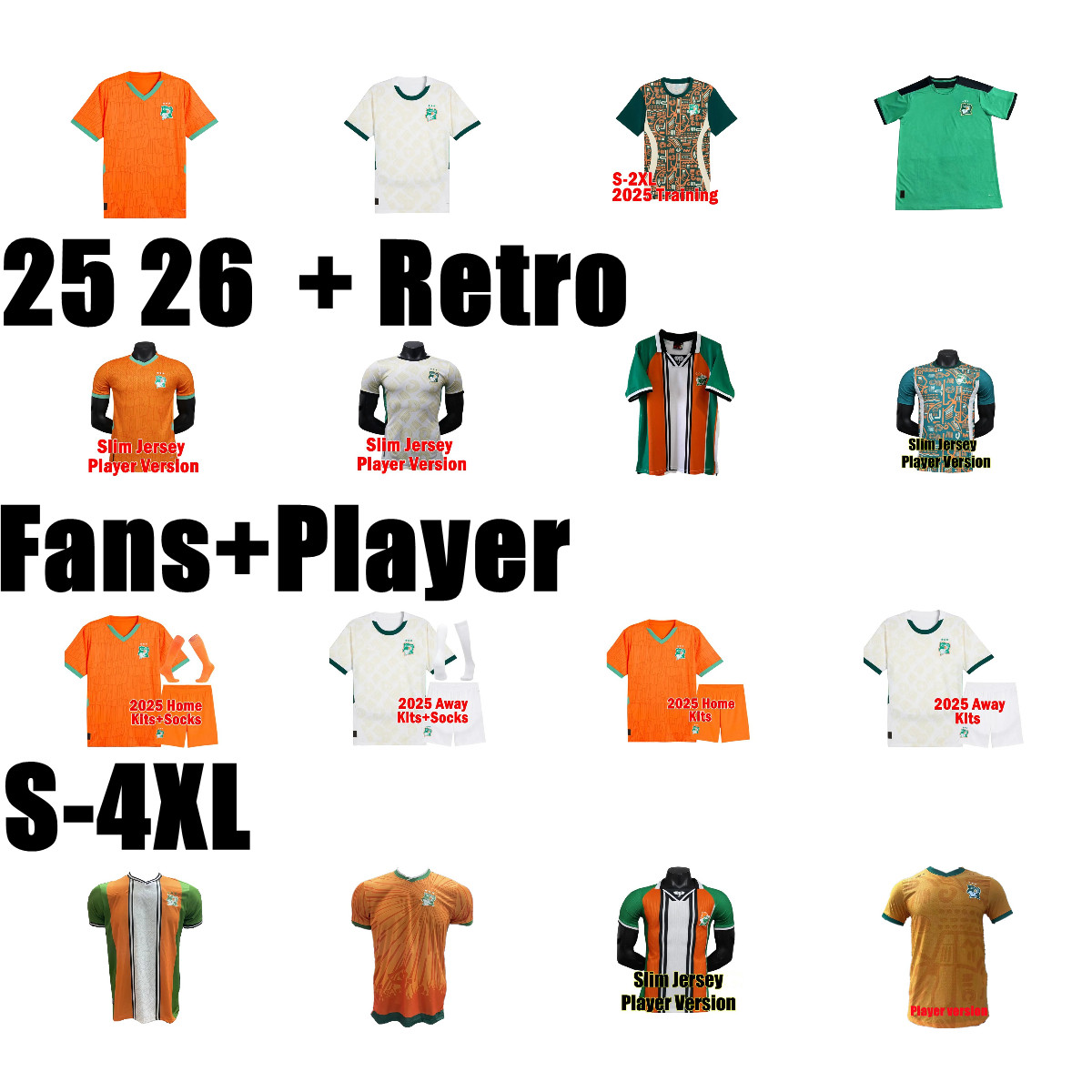 2025 2026 Cote d Ivoire FOFANA Soccer Jersey GUESSAND DIOMANDE Maillot de foot BOLY KESSIE ZAHA CORNET AGBADOU men football shirt DROGBA fans Player BOGA 00 02 uniform