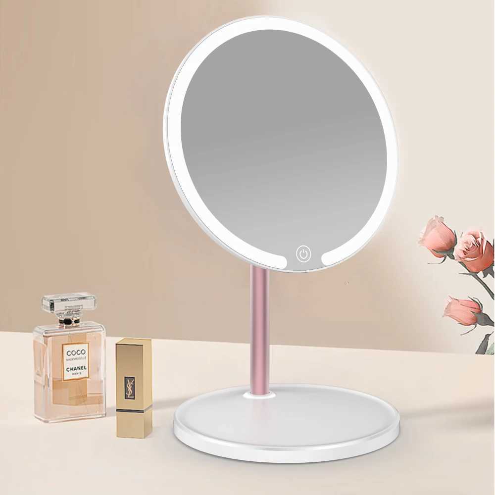 New Rechargeable Makeup Mirror Portable 3 Color LED Light Makeup Mirror USB Rechargeable 2-in-1 Desktop Beauty Mirror M251122