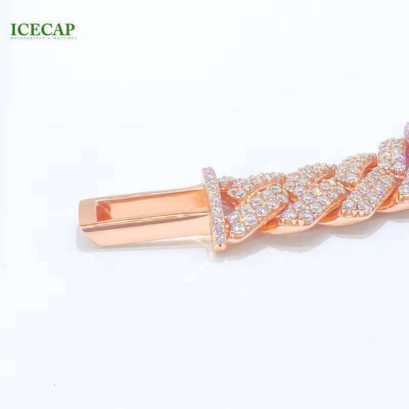 Fashion Jewelry Pure Sier Rose Gold Plated Moissanite Unisex Iced Hip Hop Cuban Chain Bracelet