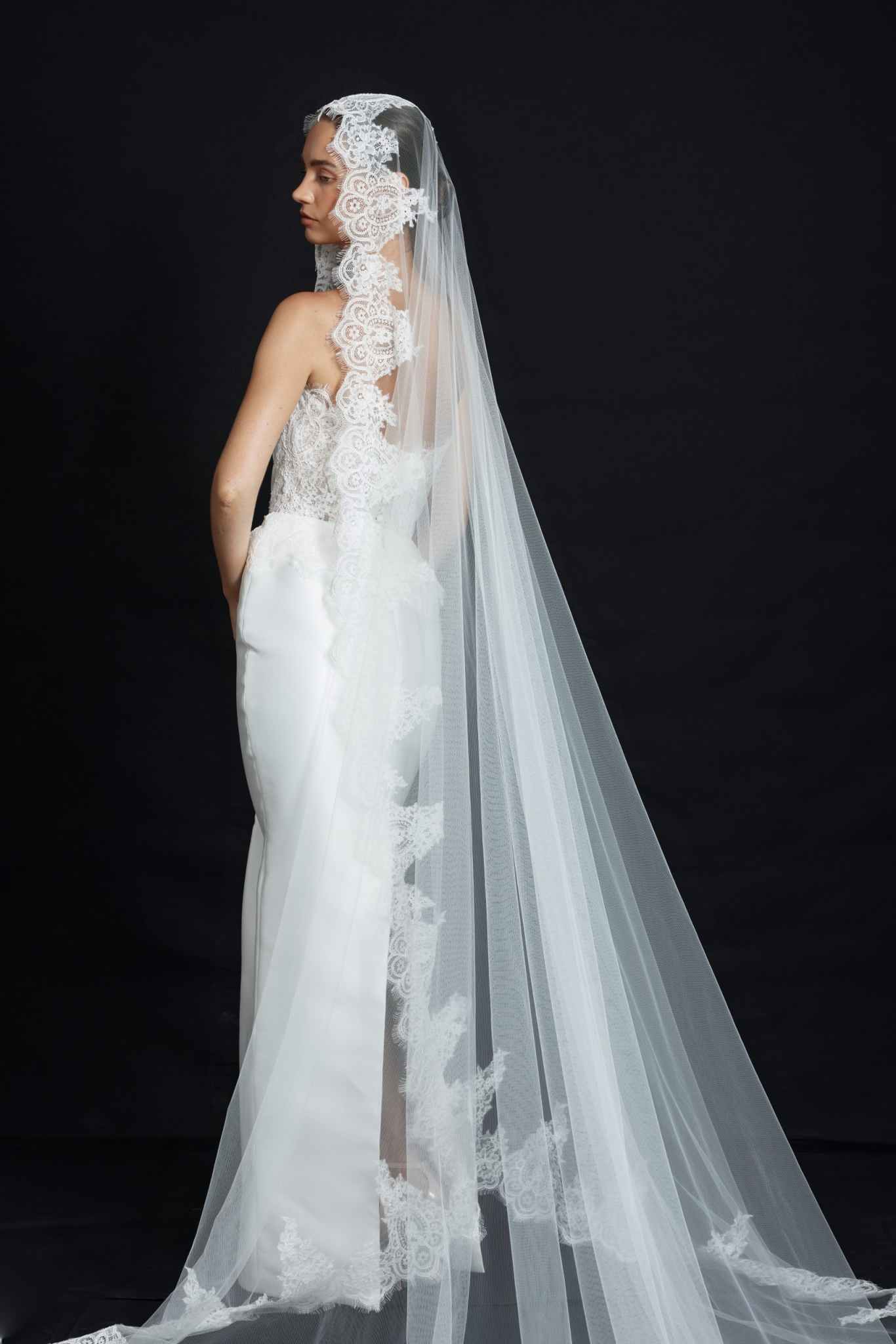 Simple Appliques Wedding Veil One Layer Long Cathedral Length Bride Veils With Comb Bride Voile Customized velo de novia