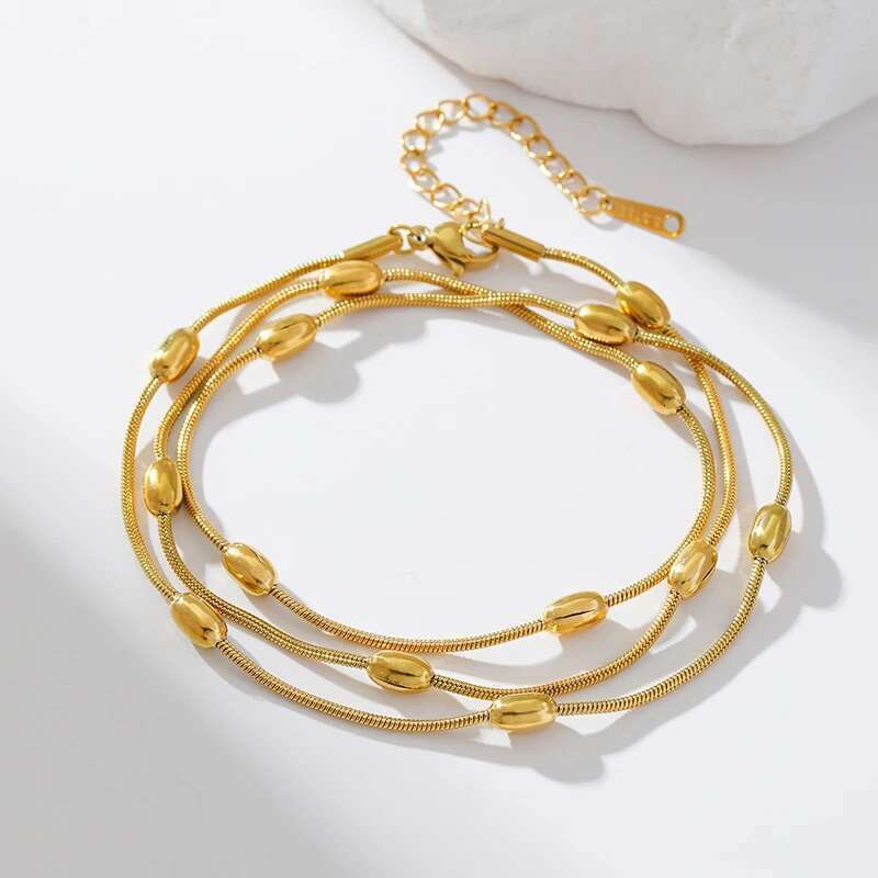 EILIECK 316L Stainless Steel Gold Color Multi-Layer Stacking Chain Necklace Bracelet Set For Women Fashion Waterproof Jewelry