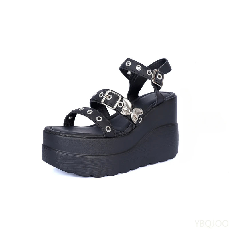 Gothic Roman Sandals Summer Punk Womens Thick soled Shoes Butterfly Fashion Button Unprinted Good Product 250421BJ - view 7