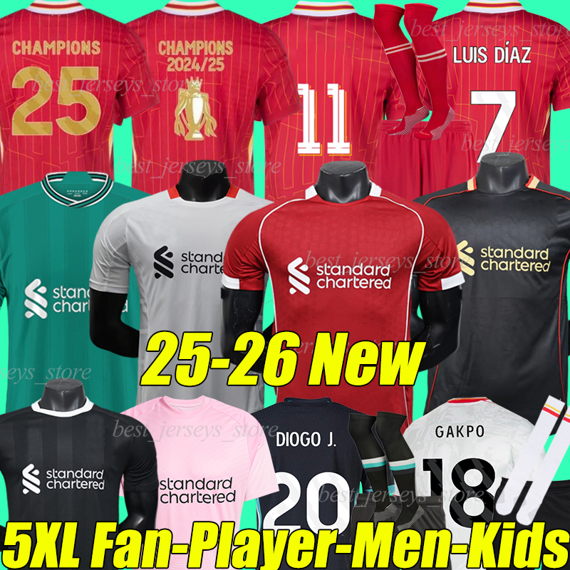 5XL 2025 26 Mohamed 3rd Soccer Jerseys GAKPO Salah Luis DIaz DIOGO J. Darwin MAC ALLISTER SZOBOSZLAI JONES KONATE A.BECKER Men Kids Kits socks goalkeeper football shirt