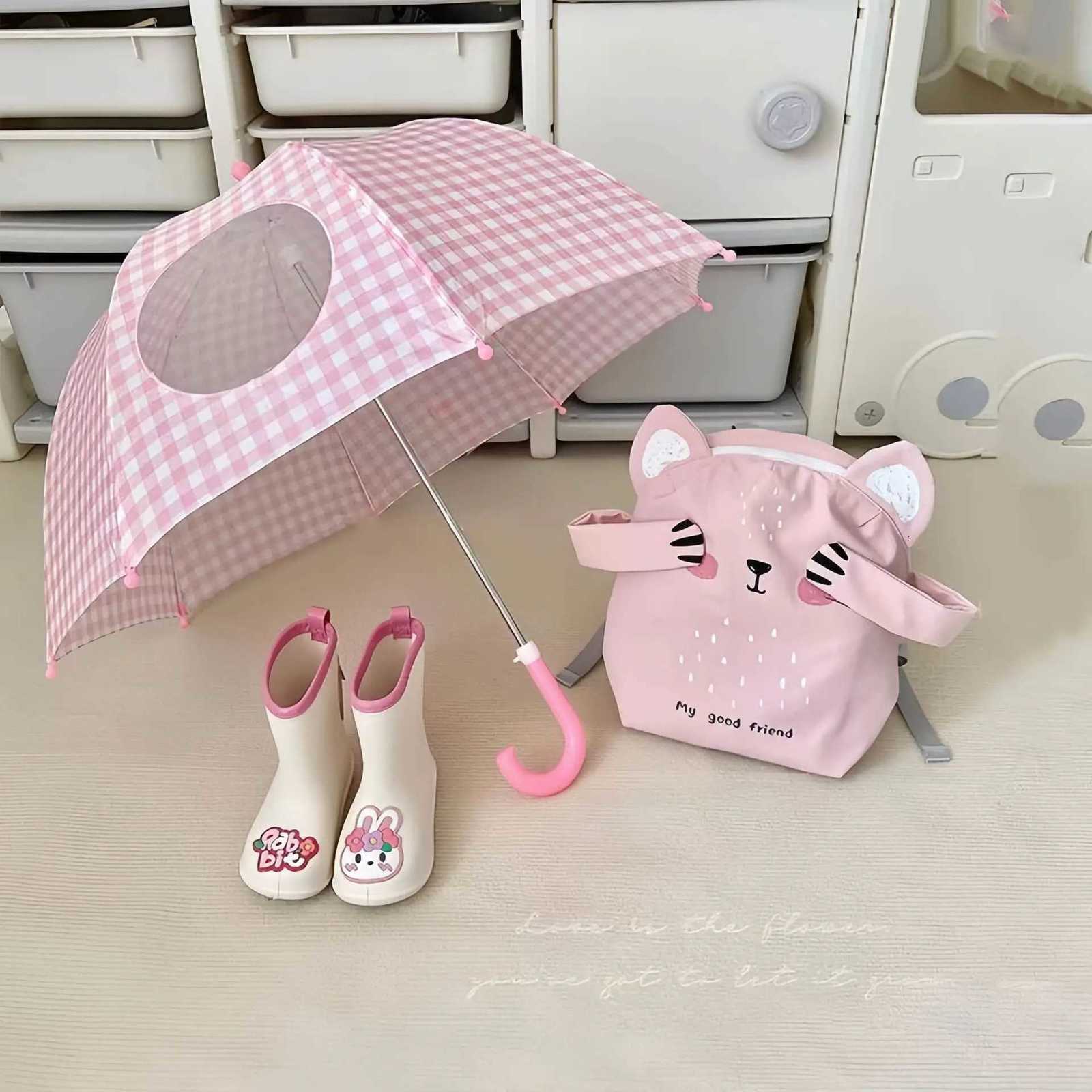 Kids Umbrella Strong Pinchproof Reinforced Frame Straight Umbrella Round Shaped for Trips Daily Life Use Rainy Days Hiking BeachM251122