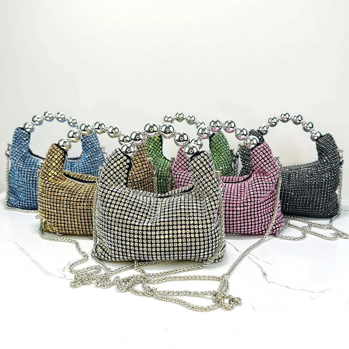 Fashion Steel Ball Handle Tote Bag Exquisite Rhinestone Shoulder Bags Luxury Designer Bags Purses for Women Makeup Handbags Ins K251121