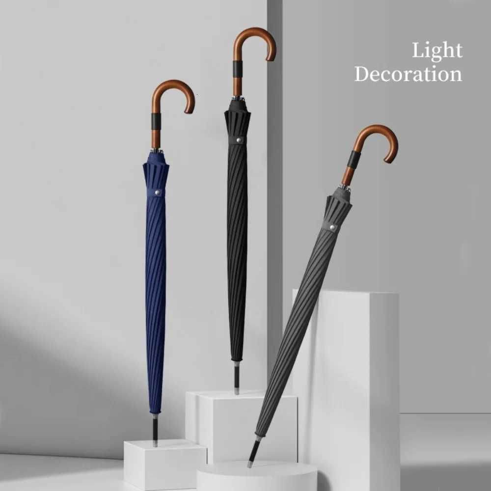 Windproof 16 Bones Umbrella Big Size Long Handle Umbrella Whole Fiber Two People Wear Resistant and Anti Slip Business UmbrellaM251122