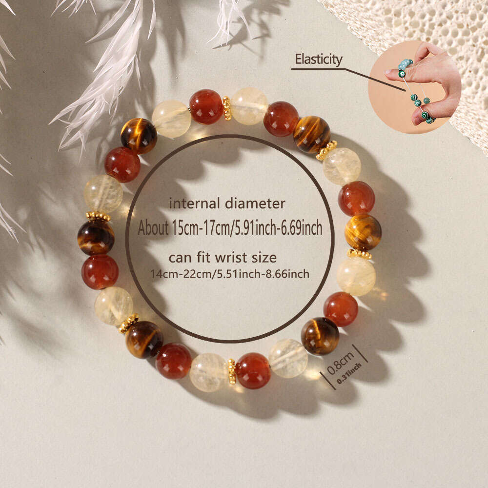 Temu Natural Stone Wealth Sports Tiger Eye Red Agate Bracelet Suitable Gift for Men and Women