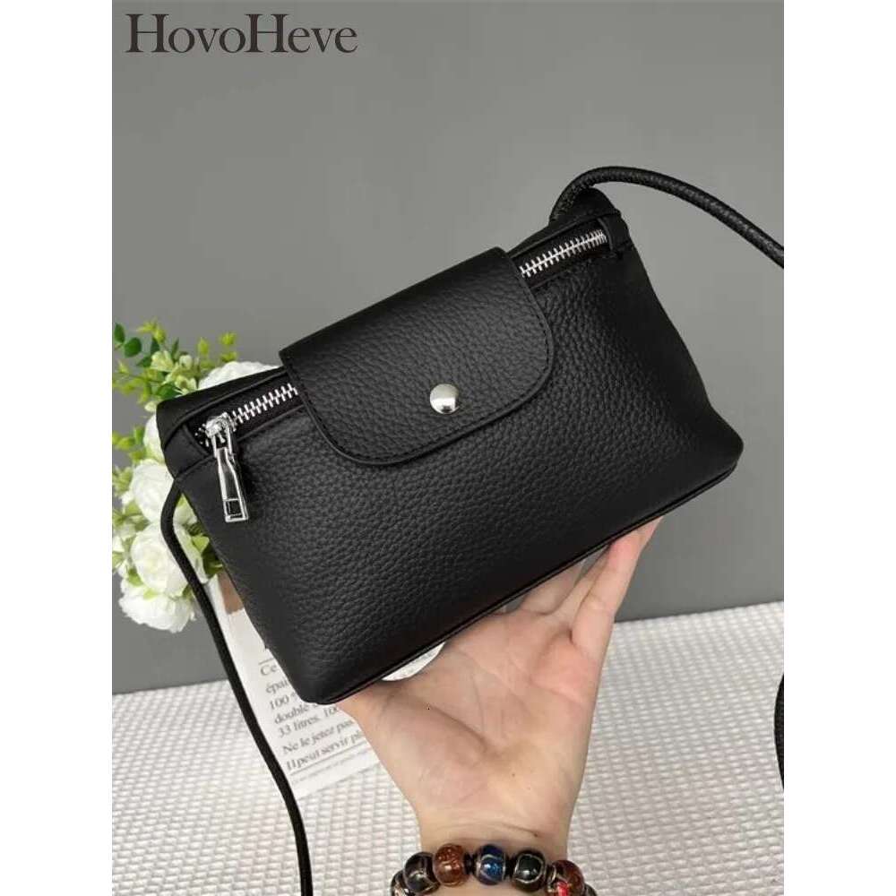 Casual Women Small Box Bags Solid Color Single Shoulder Zipper Genuine Leather Versatile Fashion Ladies Messenger Bag Bag