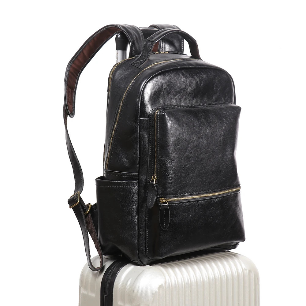 LUOKIR Genuine Leather Backpack for Men Business Travel Suitcase Fashionable Trendy Large Capacity Laptop Bag 251111