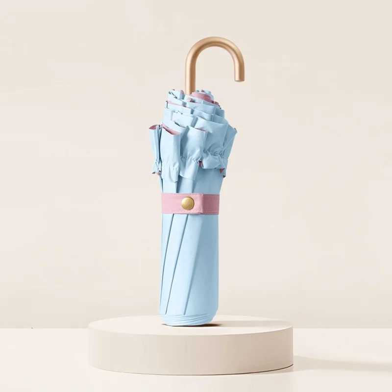 High-value lace sun protection portable sun umbrella small UV proof sunshade dual-purpose folding umbrella pure colorM251122