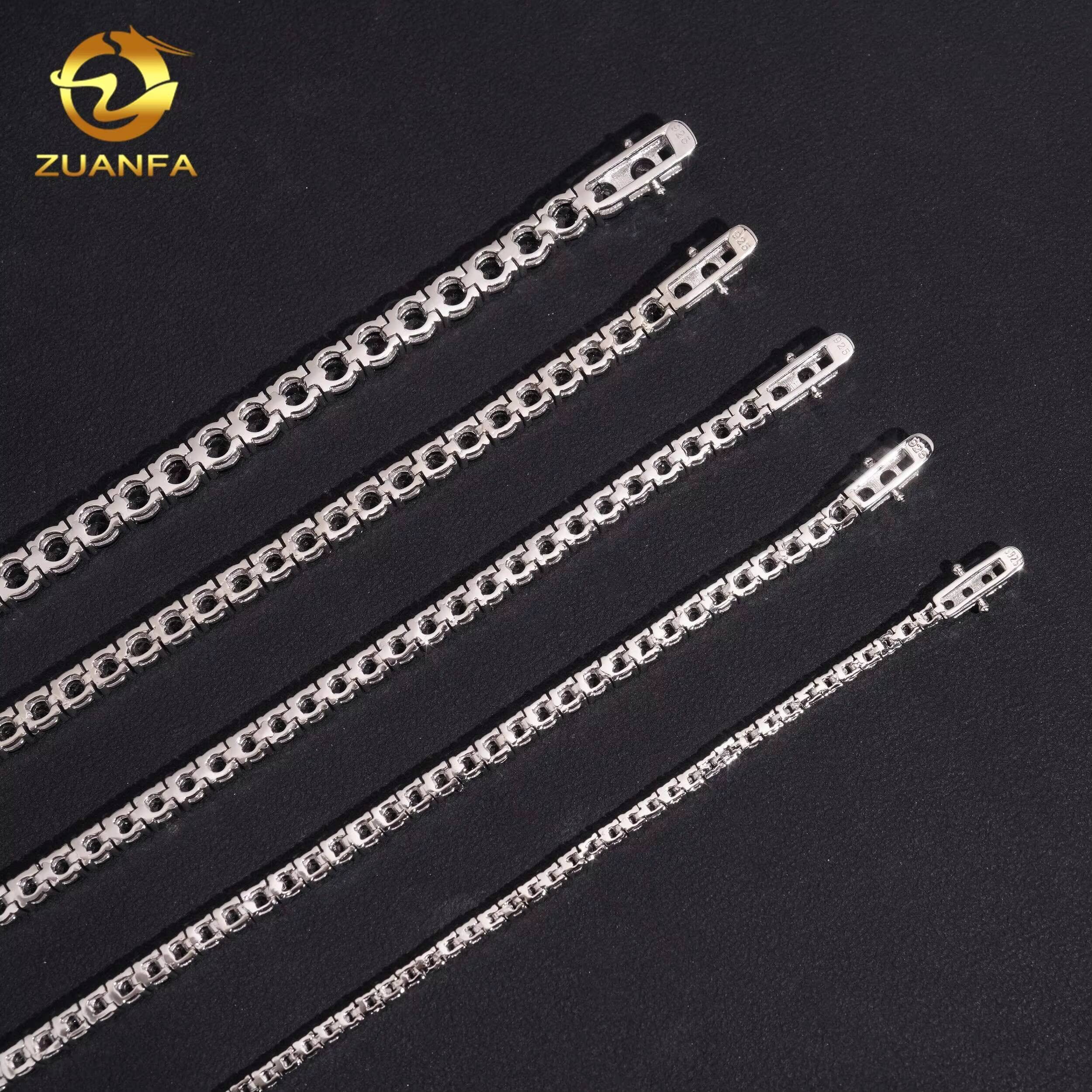 Fine Jewelry Classic Hip Hop Fashion 2mm 3mm 4mm 5mm 925 Silver Black Moissanite Tennis Bracelet