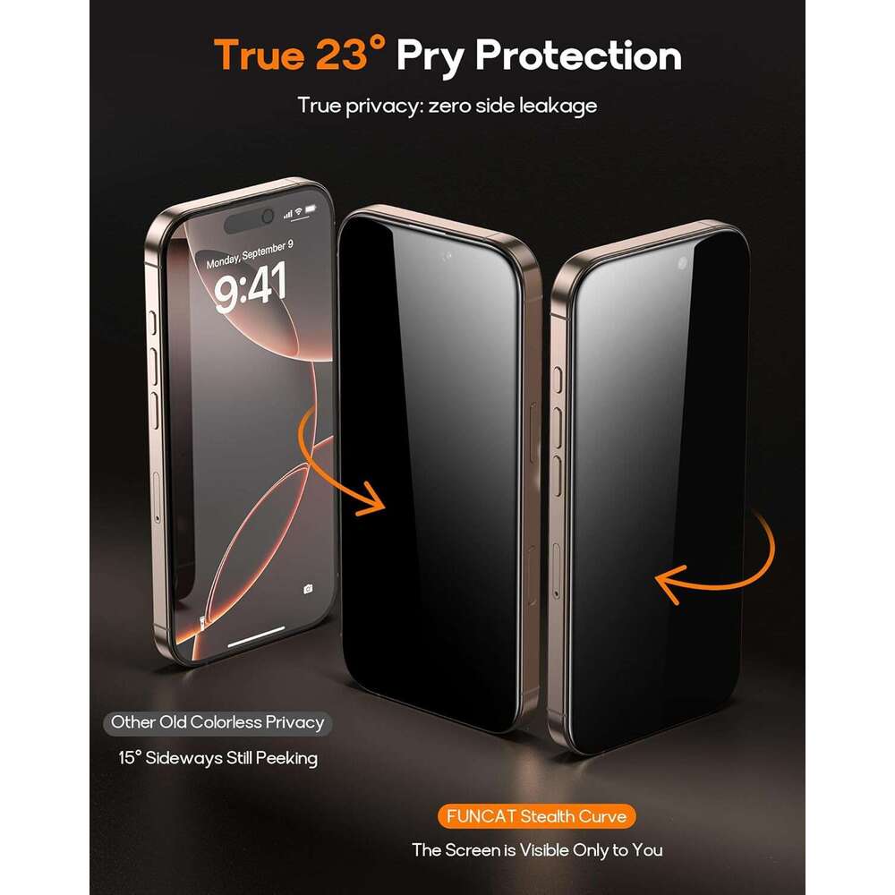 DHGadgets Privacy Screen Protector Tempered Glass:9H+ Durable, Auto Positioig, Bubble Free, High Defiitio, Easy Installation