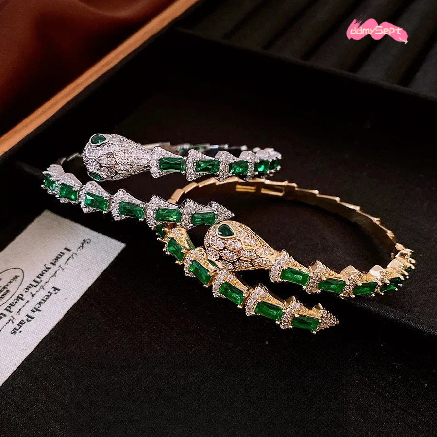 Brand Designer K Real Gold Plated Zircon Snake Shape Open Light Luxury High End Feel Bracelet Niche Versatile Jewelry Wholesale For Women H11.21 ddmys