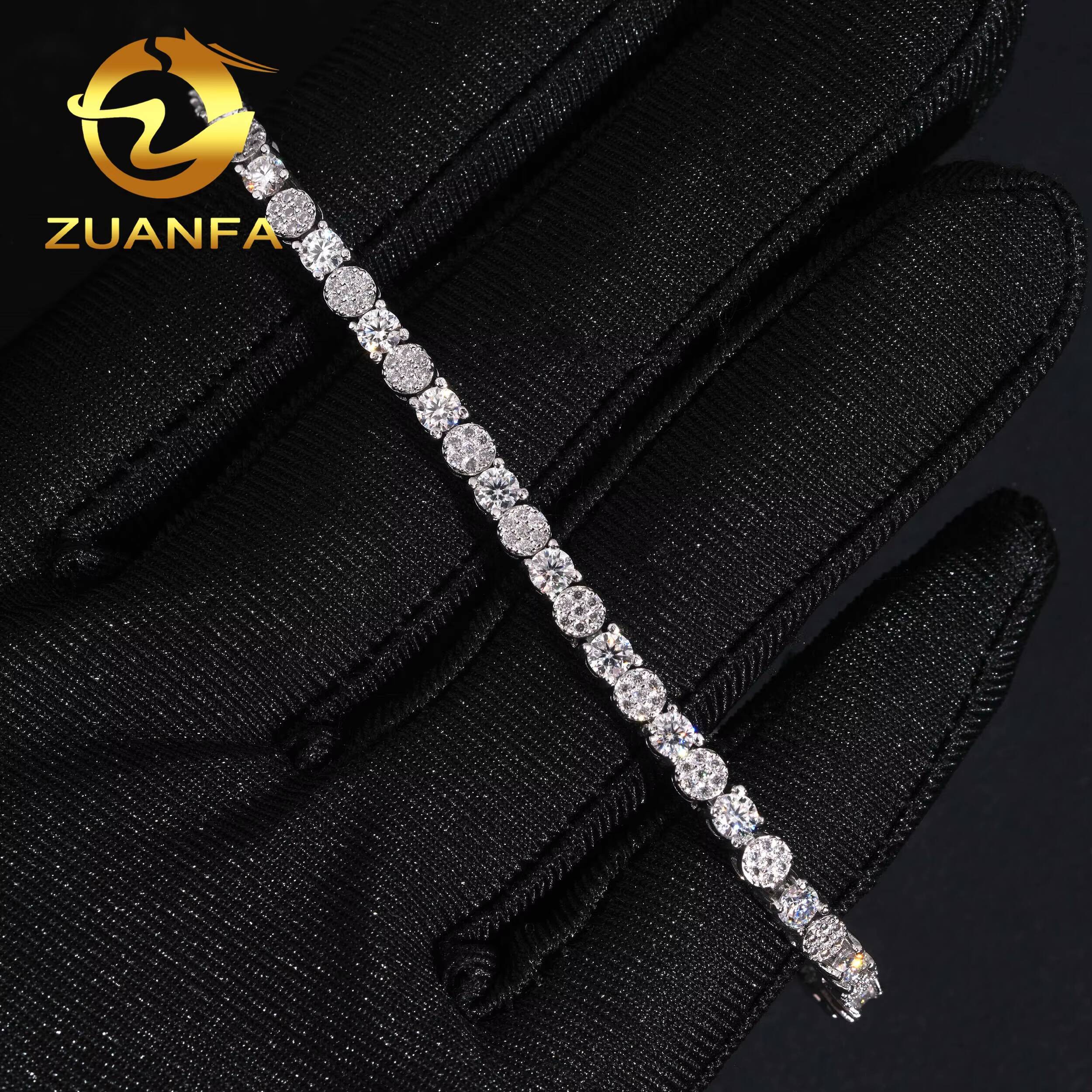 New Design Fashion Jewelry Iced Out 38mm 925 Sterling Silver GRA Certified VVS Moissanite Tennis Bracelet