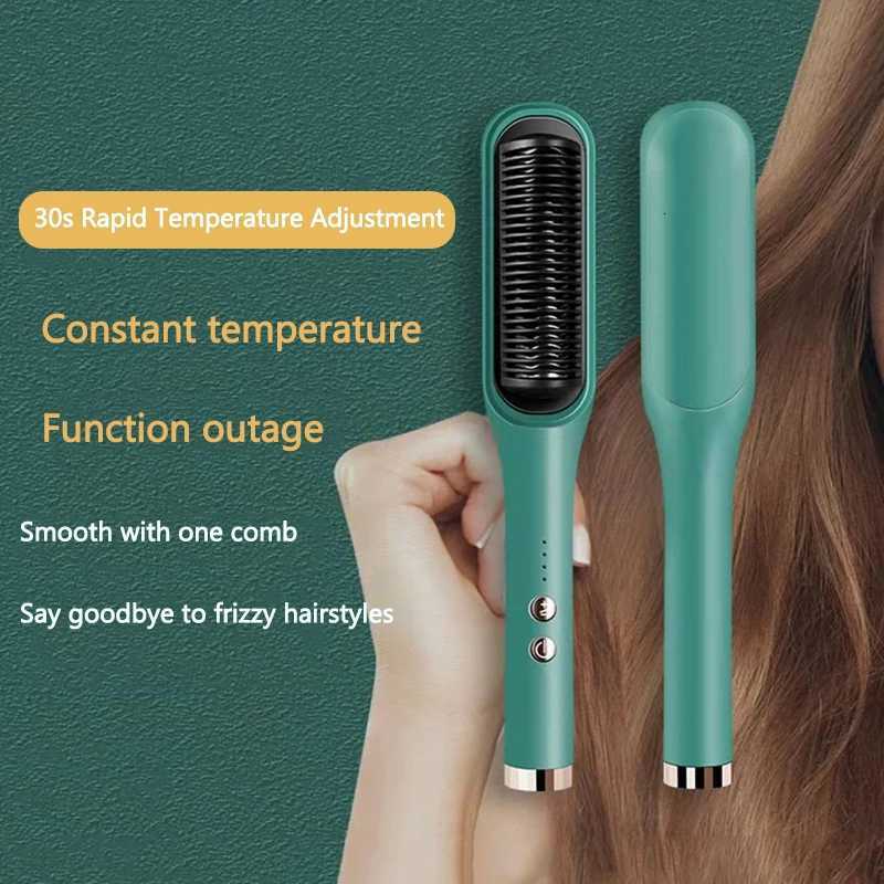 Hair Straightener Brush Fast Heating Hot Air Comb Portable Heated Brush StraightenerT251122