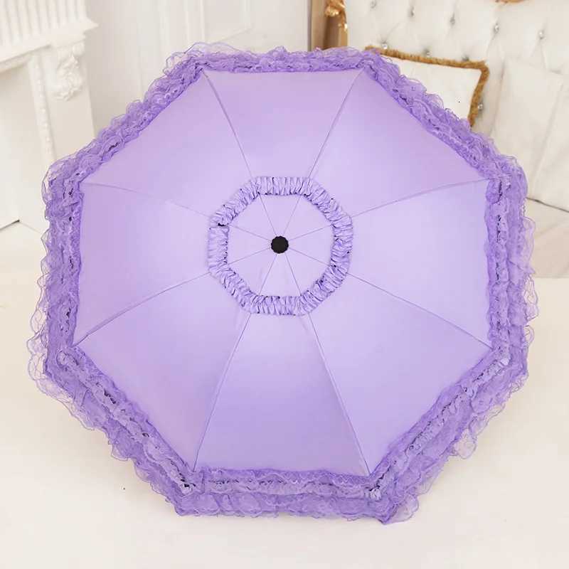 Lace Folding Umbrella Fashion UV Protection Parasol Princess Rain Umbrella Ultra Light Sun Umbrella WomenM251122
