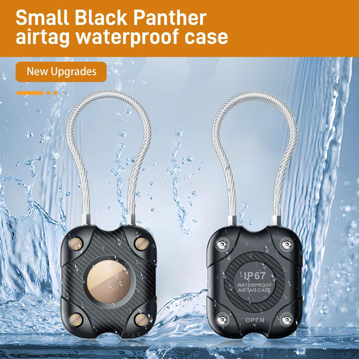 Waterproof Airtag protective case cover for Apple AirTag anti-lost device, wire rope lock, schoolbag lock, suitcase.