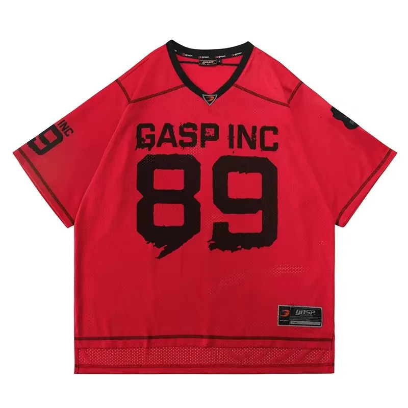 GASP Muscle Fitness Short Sleeved Men Basketball Shirt American Loose Quick Drying Breathable Sports T-shirt Summer 250421