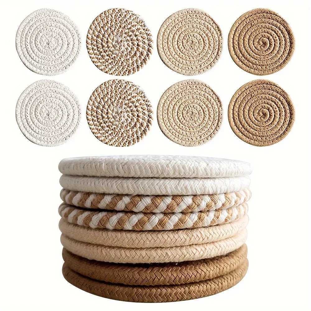 4pcs Absorbent Drink Coasters Minimst Cotton Fabric Coasters with Non-Woven Lining for Coffee Table Home Decor C251122