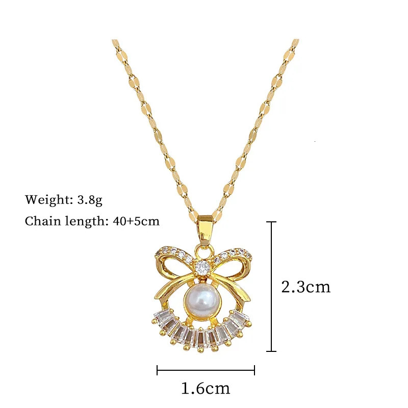 DIEYURO 316L Stainless Steel Butterfly Flower Bowknot Necklace Earrings For Women Girl Concise Trendy Jewelry Set Gift Party 251114