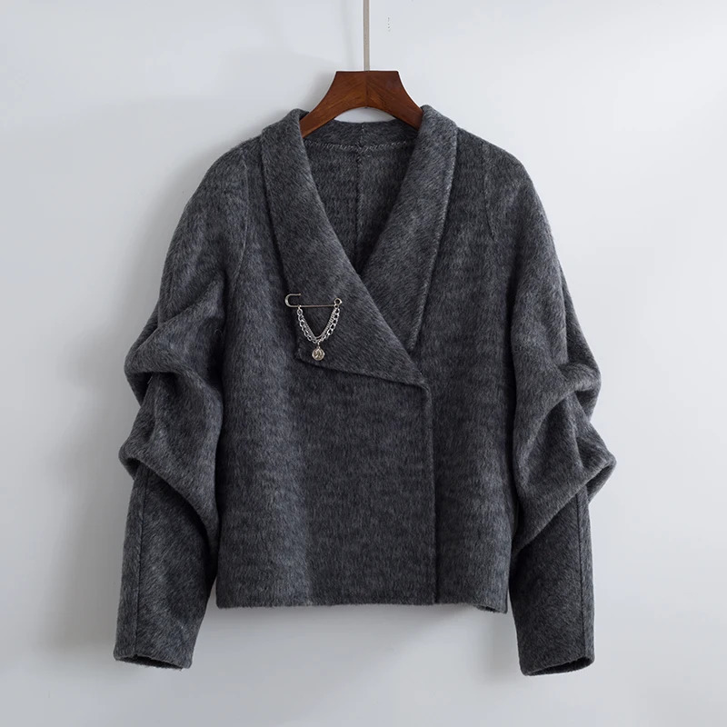 Temperament Woolen Coat for Women 2024 Autumn and Winter Solid Color Warm Doublesided Wool Short Coats Clothing 251112