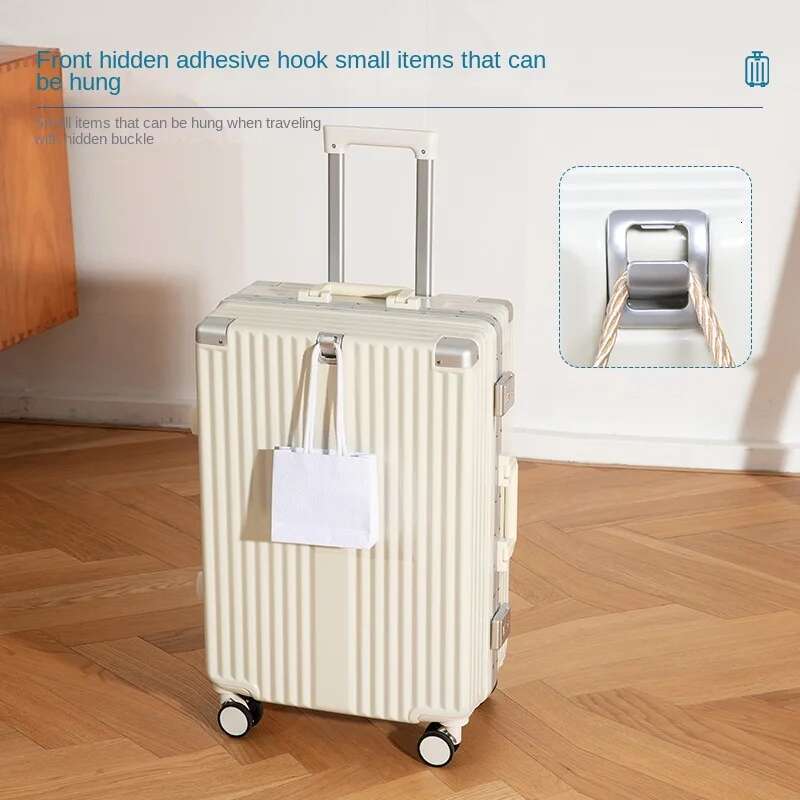 20 24 26 inch Aluminum Frame Suitcase Multifunctional ABS Carry on Lage with Cup Holder USB Port Zipper Trolley Case