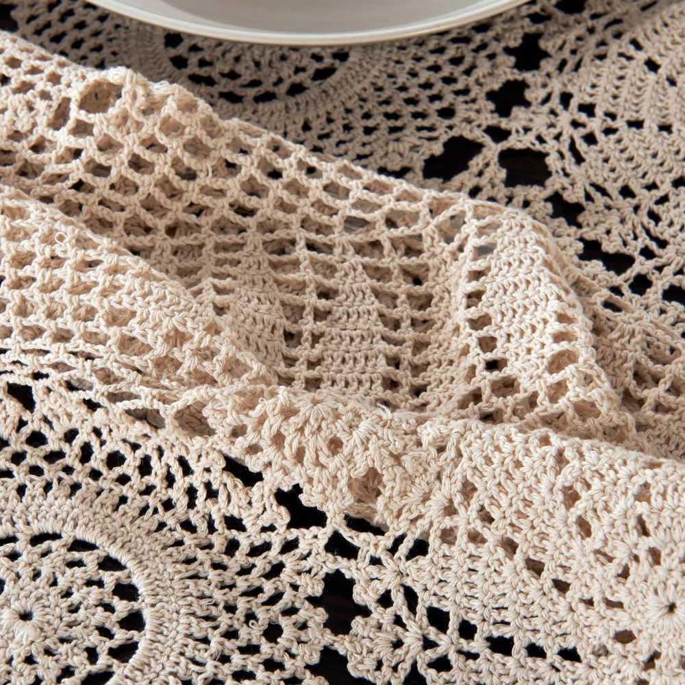 Handmade Crochet Table Cloth Cotton Tablecloths Beige Crochet Lace Tablecloth Many Size Available C251122
