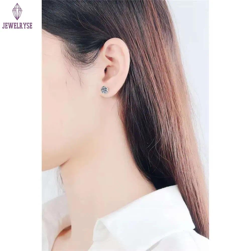 DHCollections Moissanite Stud Earrings 925 Sterling Silver Snowflake Design Passed Diamond Test 0.5-2 Ct Perfect Cut for Women Men Hypoallergenic Jewe