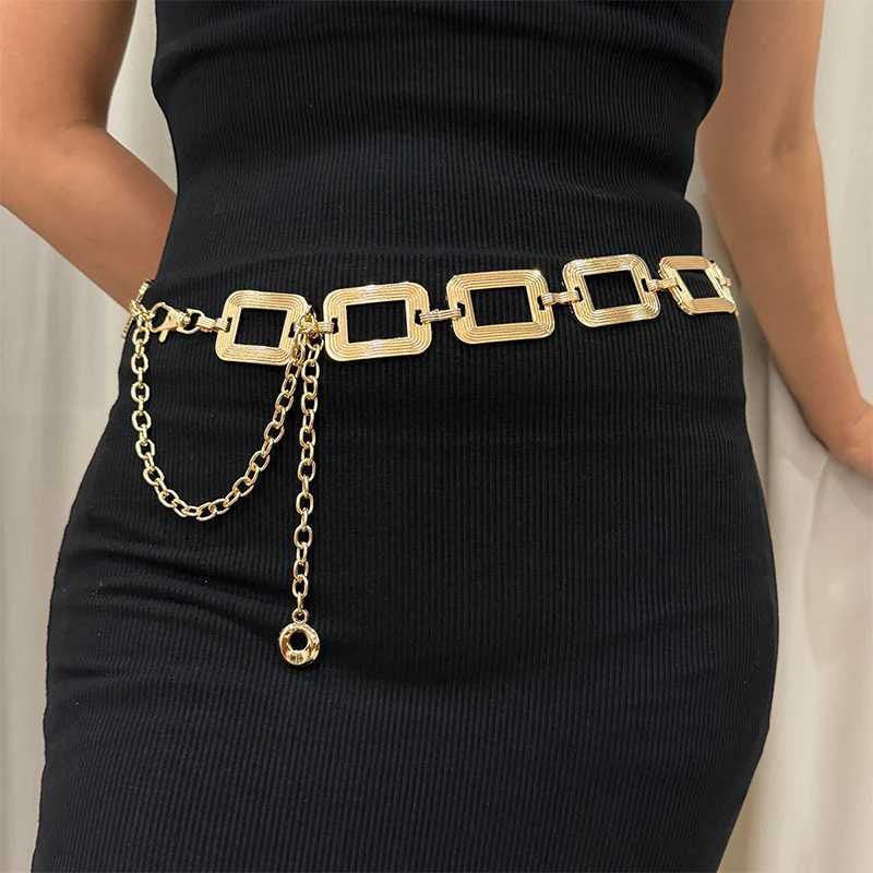 Street 1pc Versatile Hollow Out Square Shaped Metal Waist Chain For Women Fashionable Summer for Skirt Or Jeans J251122