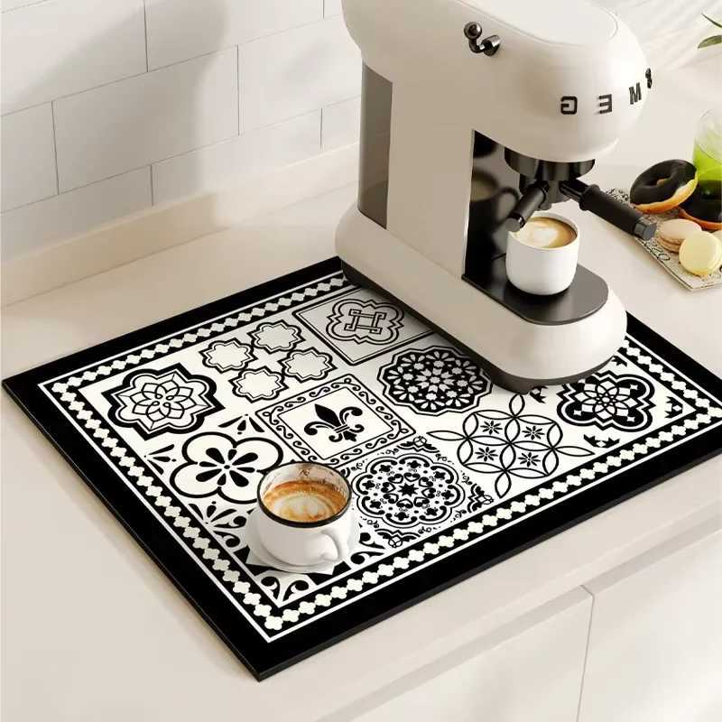 VIKAMA Retro Coffee Maker Mat Non-Slip Dish Drying Kitchen Pad Quick Dry Tableware Placemat Washable Dinnerware Draining Mat C251122