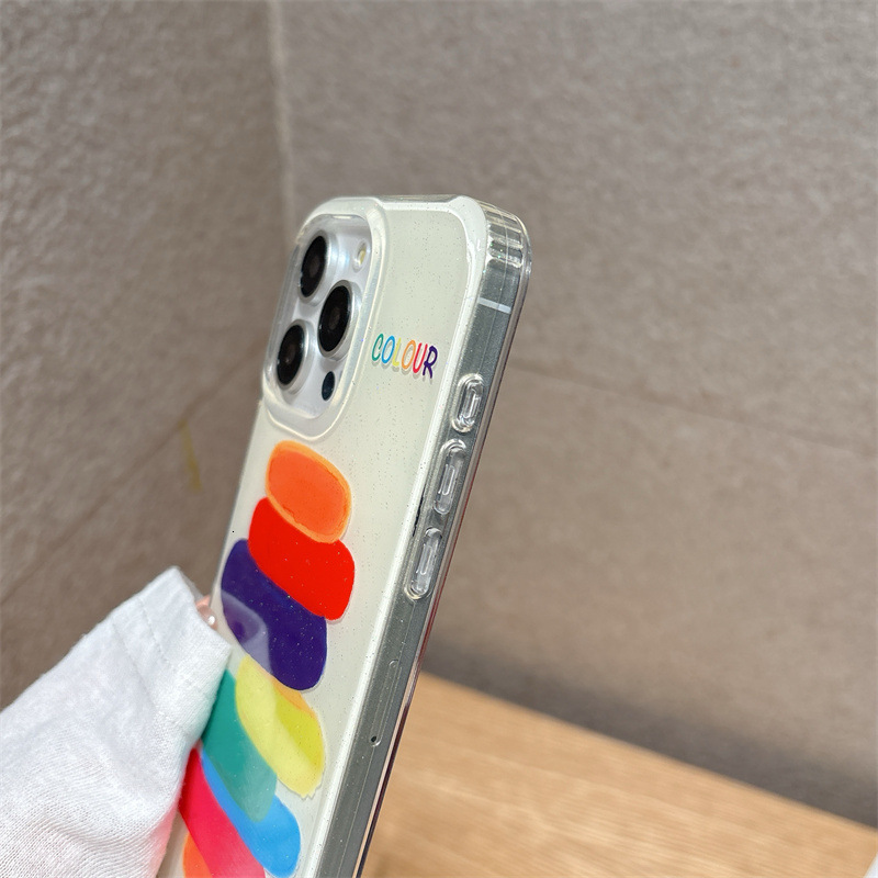 Colorful Graffiti Stacked Color Blocks Phone Case Compatible with iPhone 17 Pro Max New Creative Protective Case iPhone 16/15 Pro