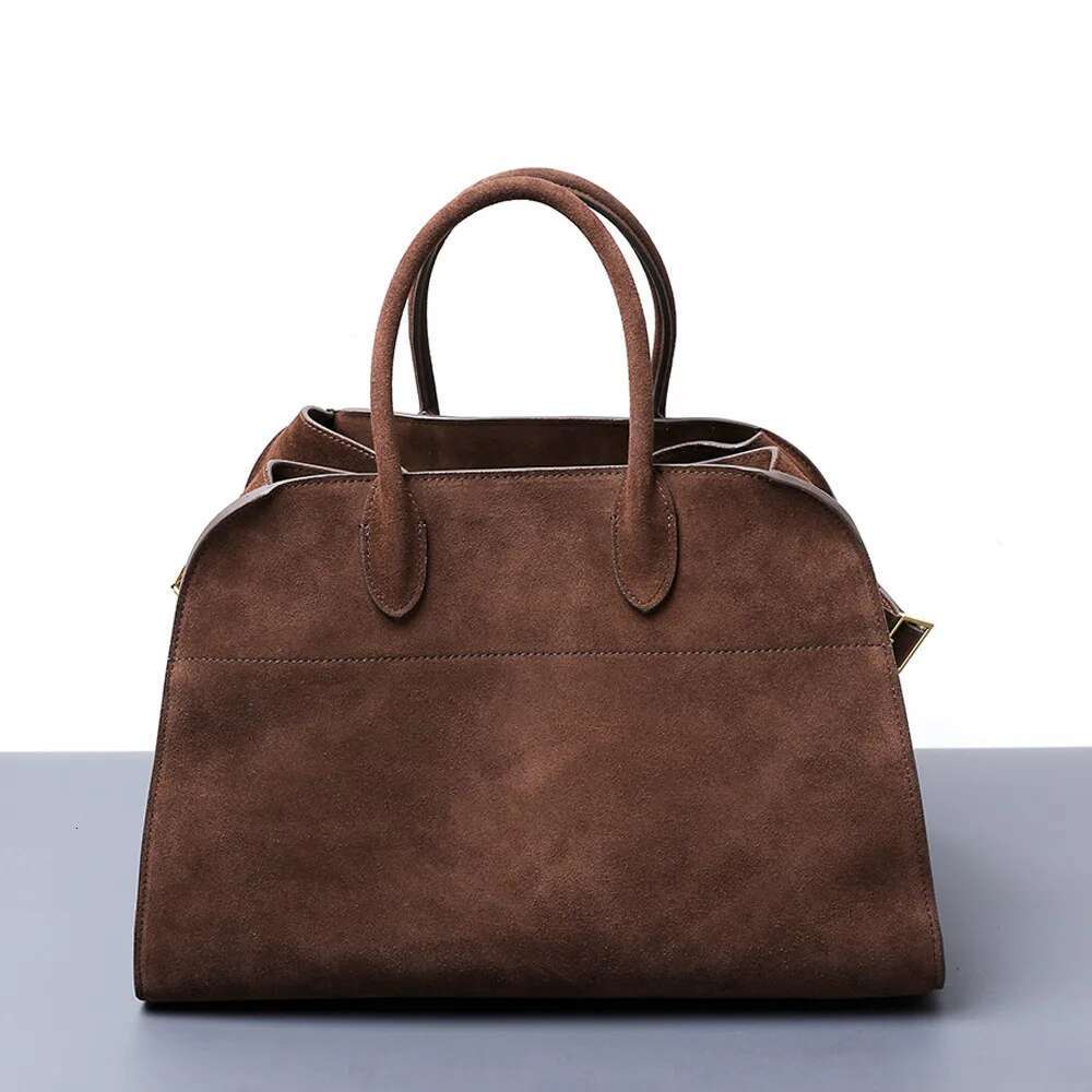 2025 Fall Vintage Leather Tote Women's Genuine Cowhide Suede Large Capacity Commuter Shoulder Bag With Multi-Pocket