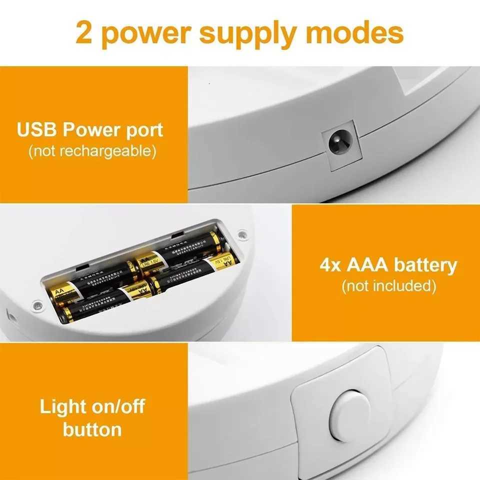 Dry Battery/USB Dual Purpose Double-Sided Mirror LED Makeup Mirror Portable Makeup Mirror Makeup Light With 10XMagnification M251122