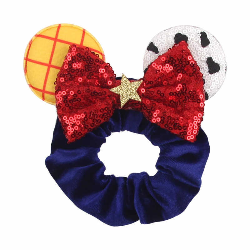 Disney Ears Hair Scrunchies Velvet Hairbands For Girls Sequins Bows Headband Women Trip DIY Accessories Minnie Mouse Party Decor W20250421