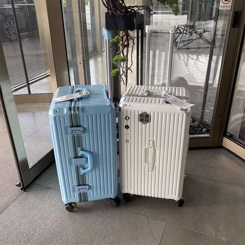 Large Capacity Rectangular Suitcase Aluminum Frame PC Carrry-on Lage with Cup Holder TSA Lock Trolley Case 28/30/32/36 inch