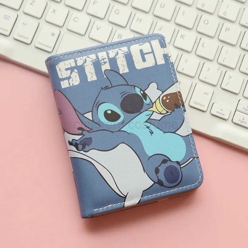 Disney Cartoon Leather Wallet for Boys Wallets for Girls Kids Wallet Cute Kawaii Stitch Credit ID Card Slim Bifold Coin Purses W250623