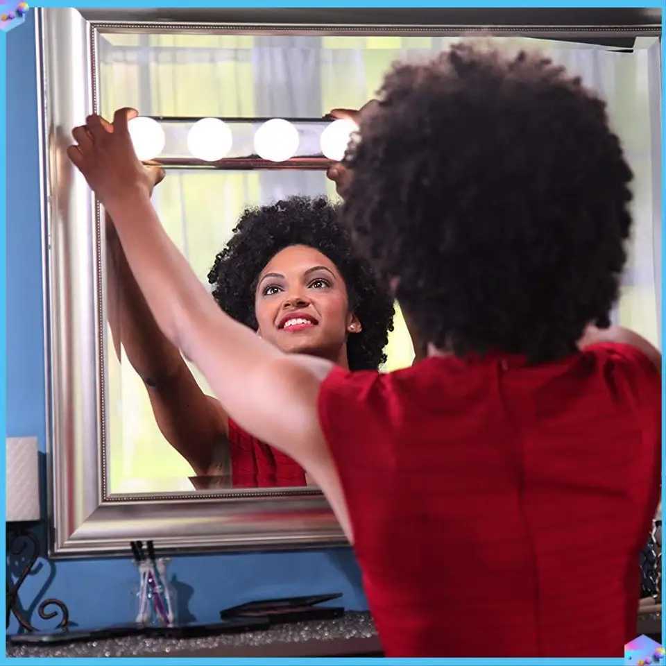 A43T 2 Piece 4 Bulb Punch-Free Led Mirror For Makeup Installation Suction Cup Vanity Battery Powered Bathroom Wall Lamp M251122