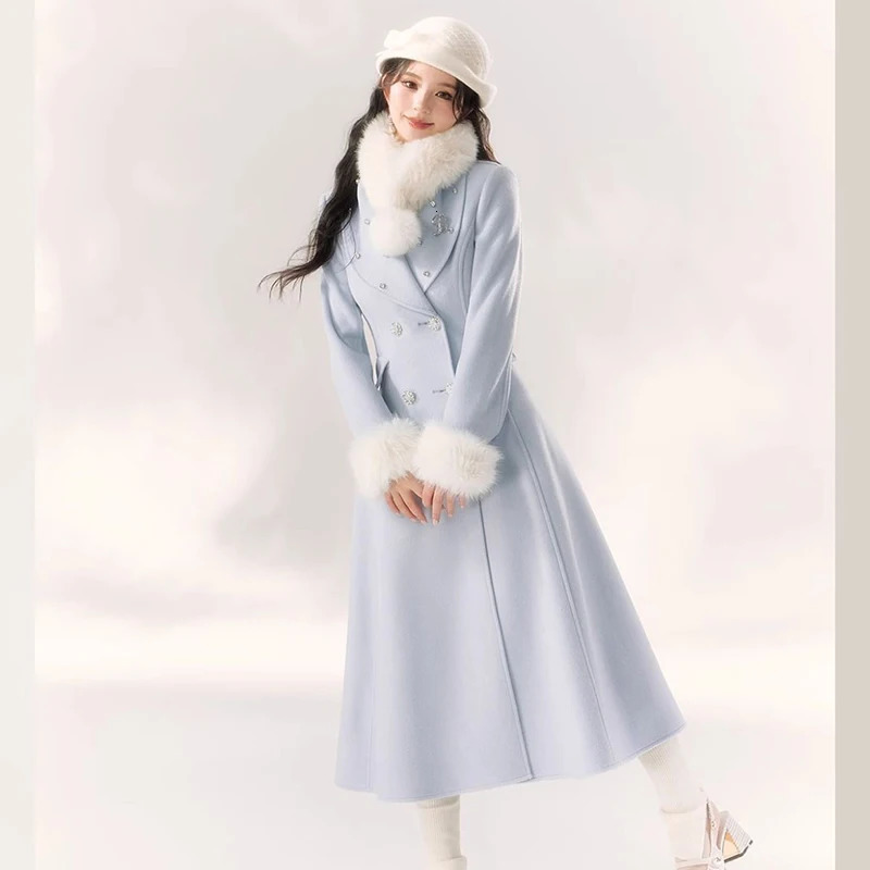 Autumn Winter Woolen Windbreaker Jacket Womens Overcoat Fashion Chic Slim Medium Long Warm Wool Trenchcoat XQ3 251112