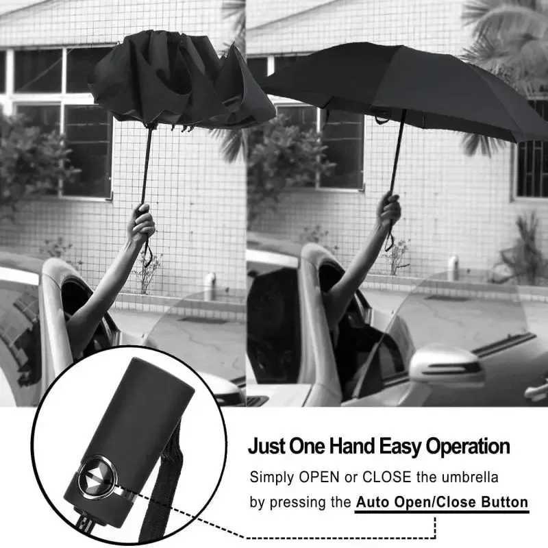 20 Bones Fully Automatic Reverse Folding Umbrella with Windproof Reflective Stripe UV UmbrellasM251122